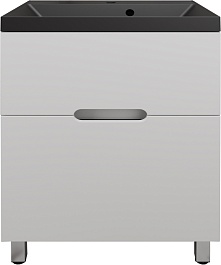 Style Line Тумба с кварцевой раковиной антрацит раковиной Матис 60 белая матовая – фотография-1